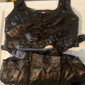 Fashion Nova Maya Faux Leather Skirt Set